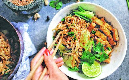 Makaron udon z tofu i warzywami